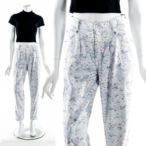 floral denim pants
