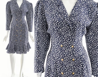 Ditzy FloralEs Kleid, 20er Jahre Inspiriertes Kleid, 50er Jahre inspiriertes Kleid, 50er Jahre inspiriertes Kleid, 80er Jahre Tut 50er Jahre, Flapper Kleid, Blau