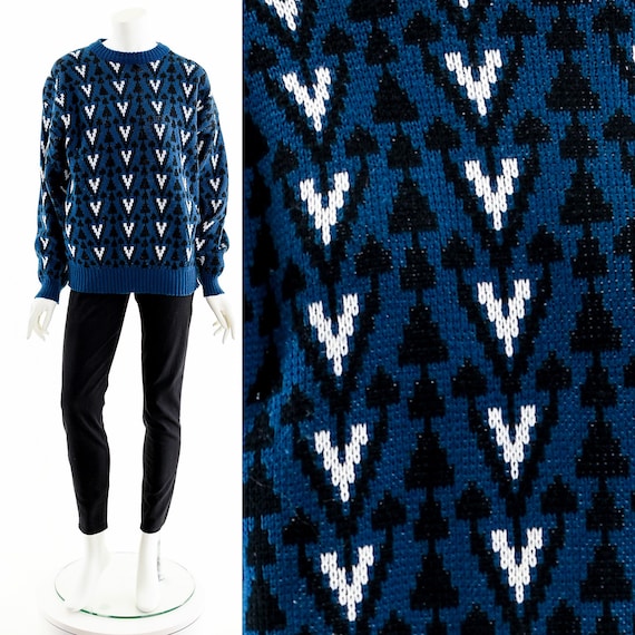 Blue + Black Geometric Sweater - image 1