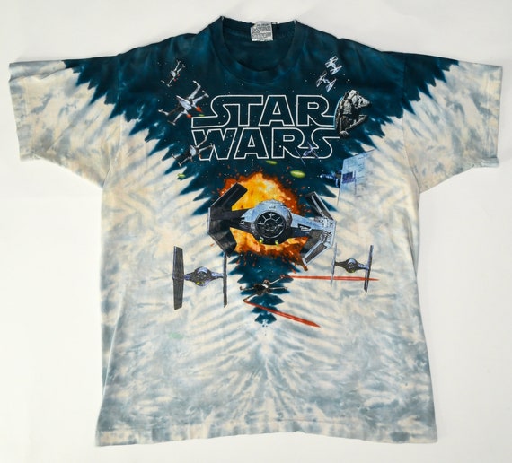 STAR WARS タイダイTシャツ 1997年製 Vintage 1997 Liquid Blue Star Wars Tie Dye T-Shirt XL Hildebrandt