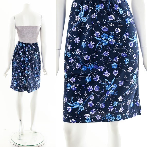 Navy + Blue Floral Skirt - image 3