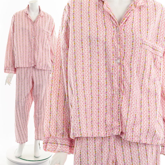 Contrast Piping Button-Up Top and Pants Pajama Set - PINKCOLADA - - $29.95