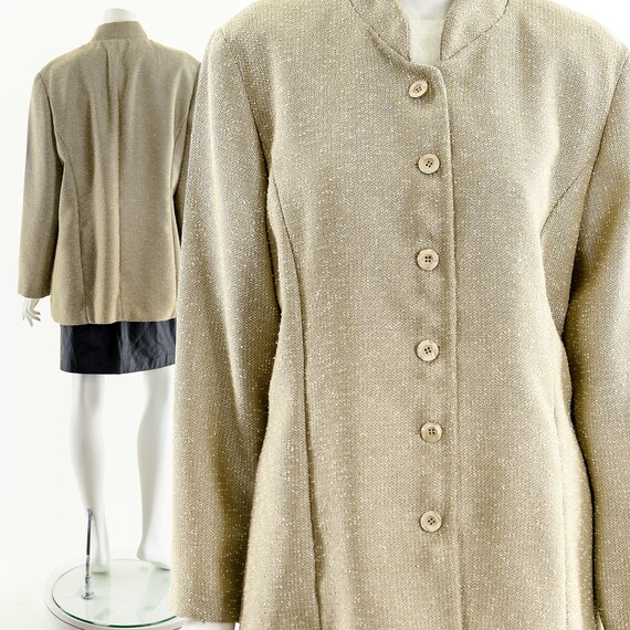 Beige Minimalist Duster,Tan Knit Tunic Coat,Vinta… - image 2
