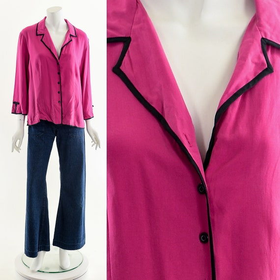 Silk Pajama Blouse,Pajama Inspired Blouse,Piped Silk … Gem