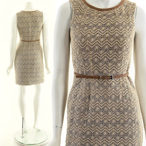 Crochet Lace Dress,Vintage Crochet Dress,Hand Crochet Dress,Knit Shift Dress,Mod Retro Dress,Vintage Pencil Dress,Bodycon Feminine Dress image 3