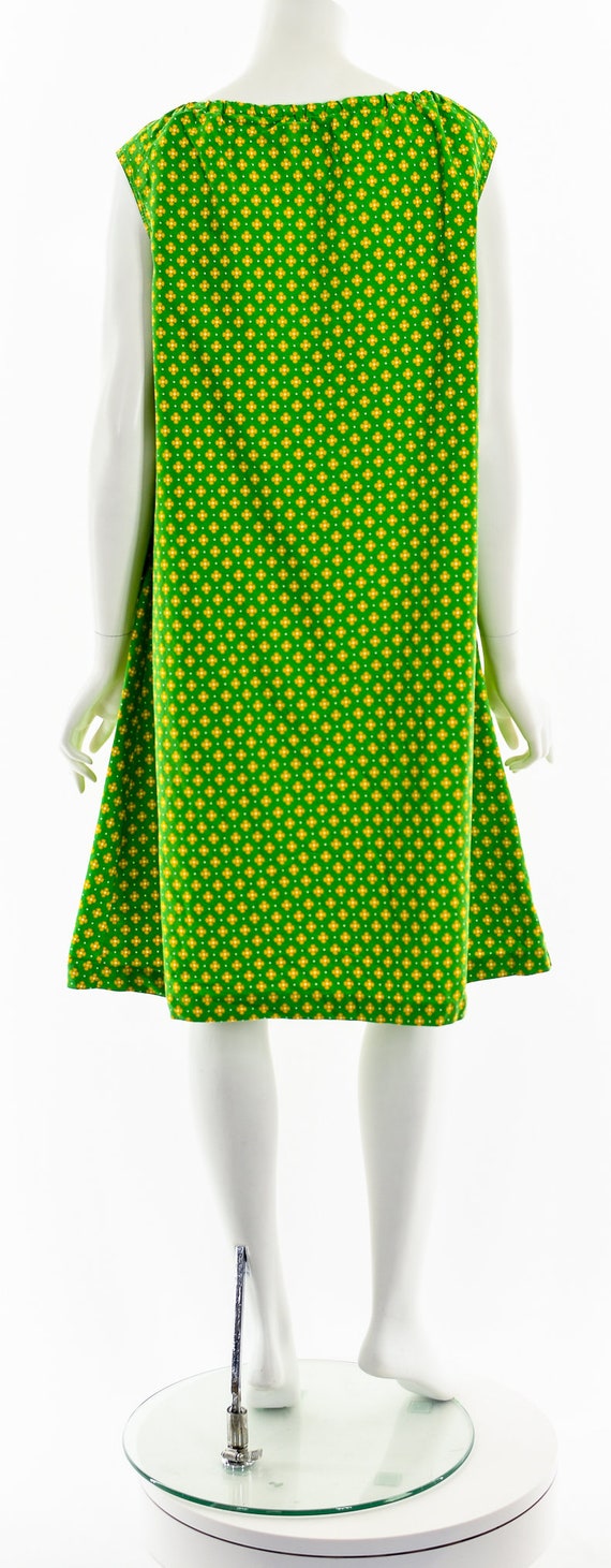 Lime Green Daisy Cotton Shift Dress - image 7