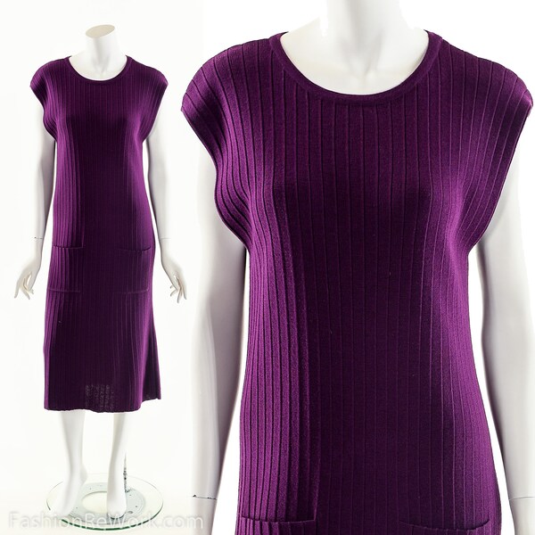 Aubergine Purple Embroidered Cotton-Linen Dress