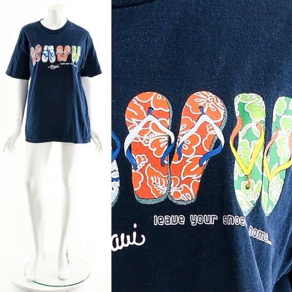 Navy Blue Maui Hawaii Slipper Shirt - image 1