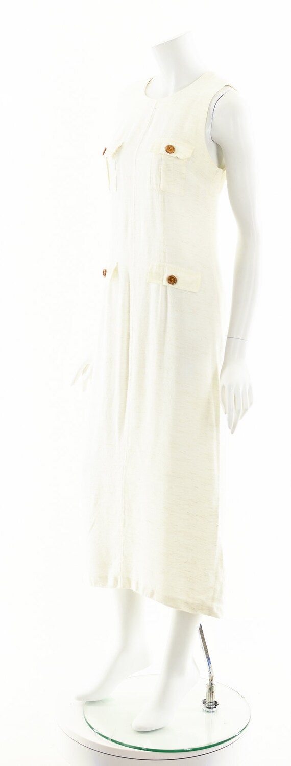 White Safari Dress, Utilitarian Linen Summer Dress - image 10