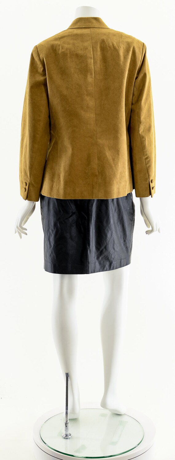 Tan Suede Power-Suit Blazer Jacket - image 7