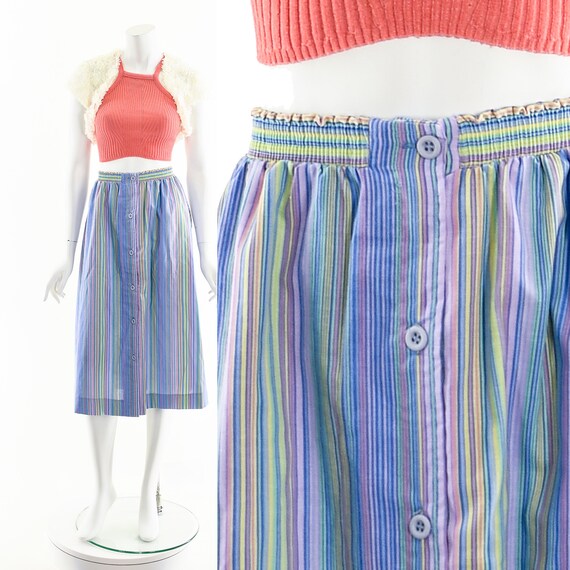 Pastel Striped Midi Skirt,Rainbow Pastel Skirt,Vi… - image 3