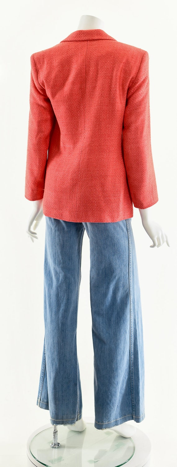 Tweed Boucle Blazer,Pink Coral Jacket,70s Knit Bo… - image 7