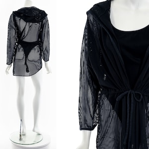 Black Mesh Hoodie Duster