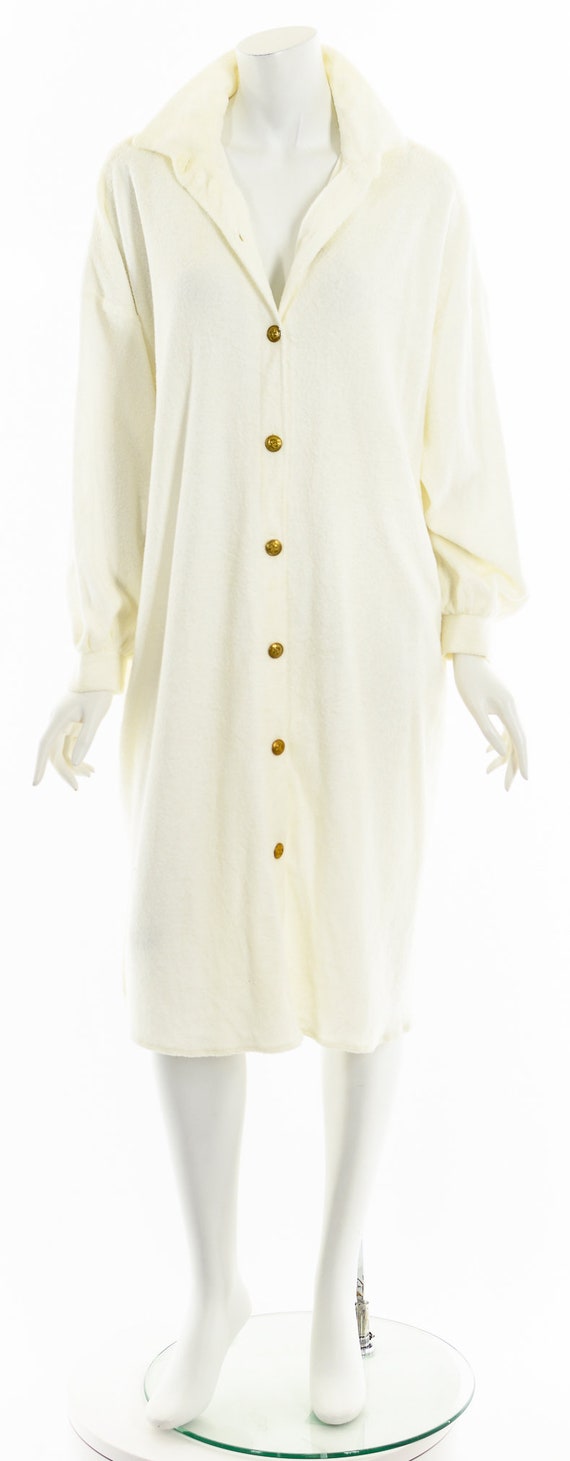 Terry Cloth Oversized Button Down Dress Tunic - image 4