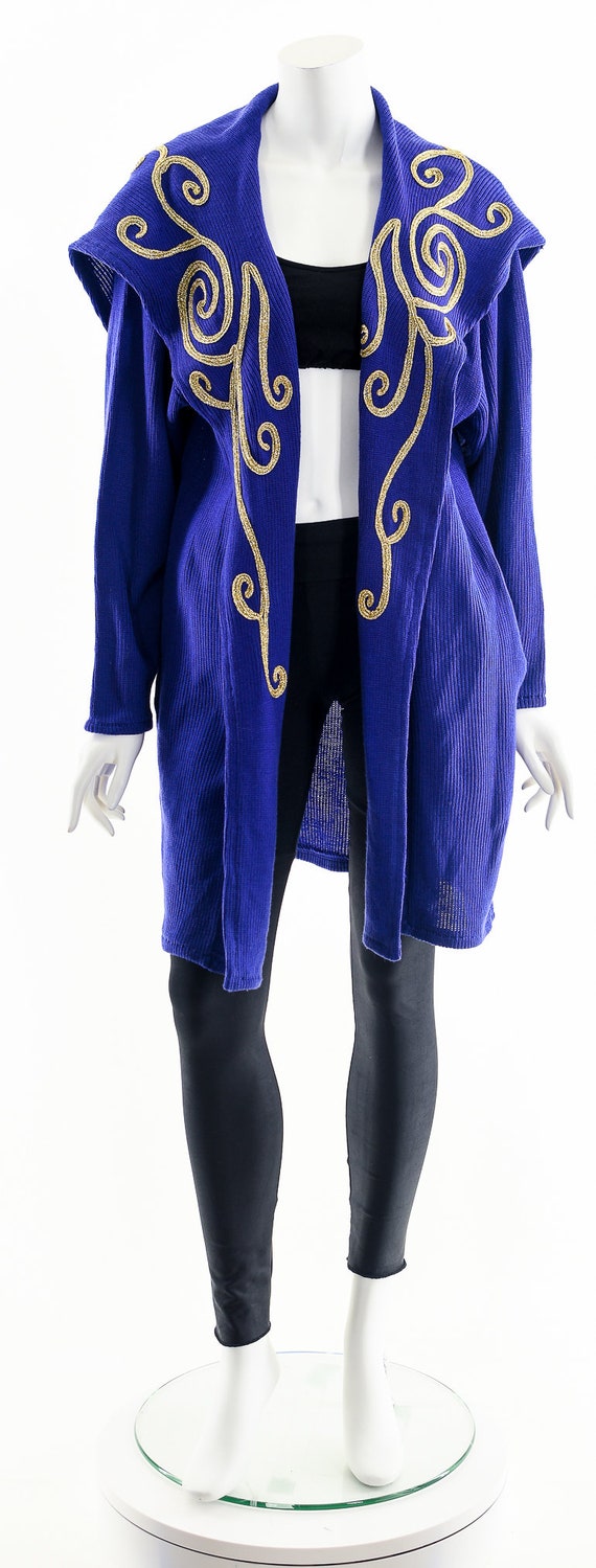 Purple Duster Coat,Knit Duster Jacket,Huge Hood J… - image 4