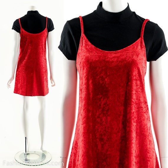 mini red velvet dress
