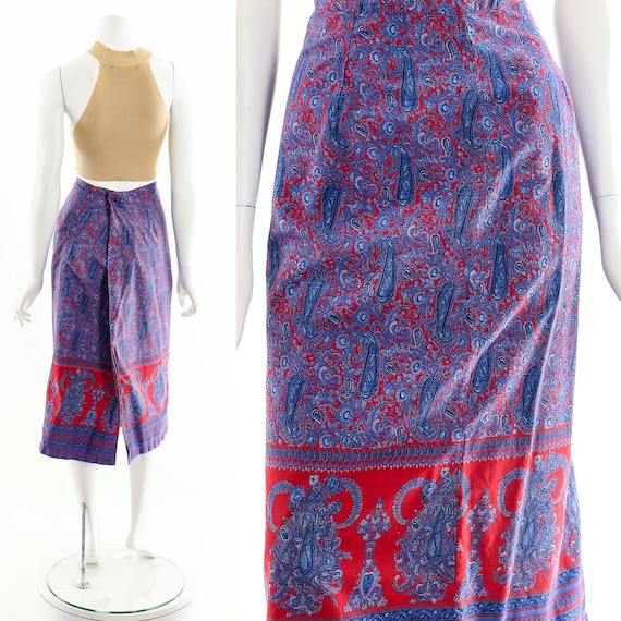 Paisley Midi Skirt,Jewel Bohemian Skirt,Vintage C… - image 3