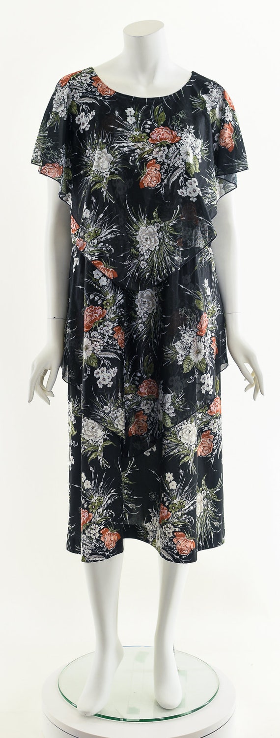 Black Floral Flowy Midi Dress - image 4