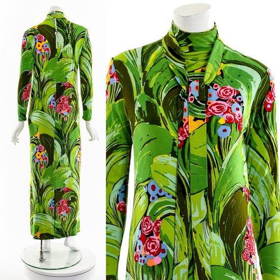 Psychedelic Trippy Floral Print Turtleneck Bodyco… - image 3