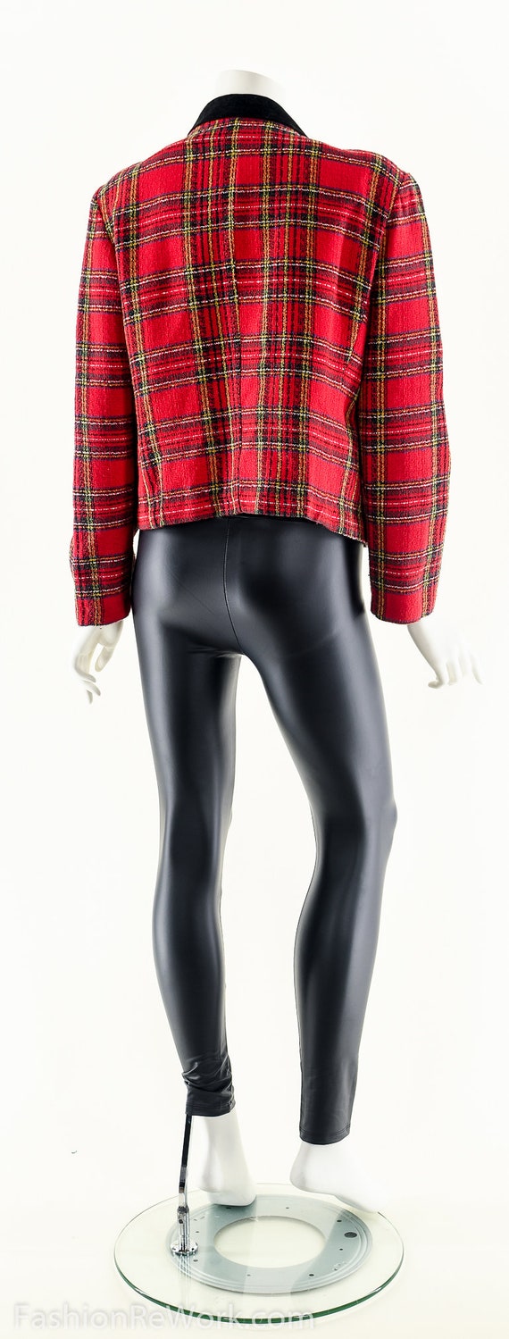 Cropped Plaid Jacket,Red Cluless Jacket,Double Br… - image 4