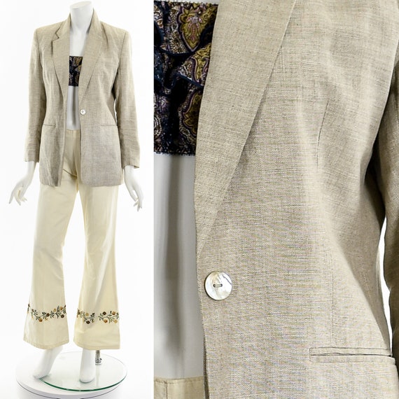 Beige Linen Suit Jacket - image 3