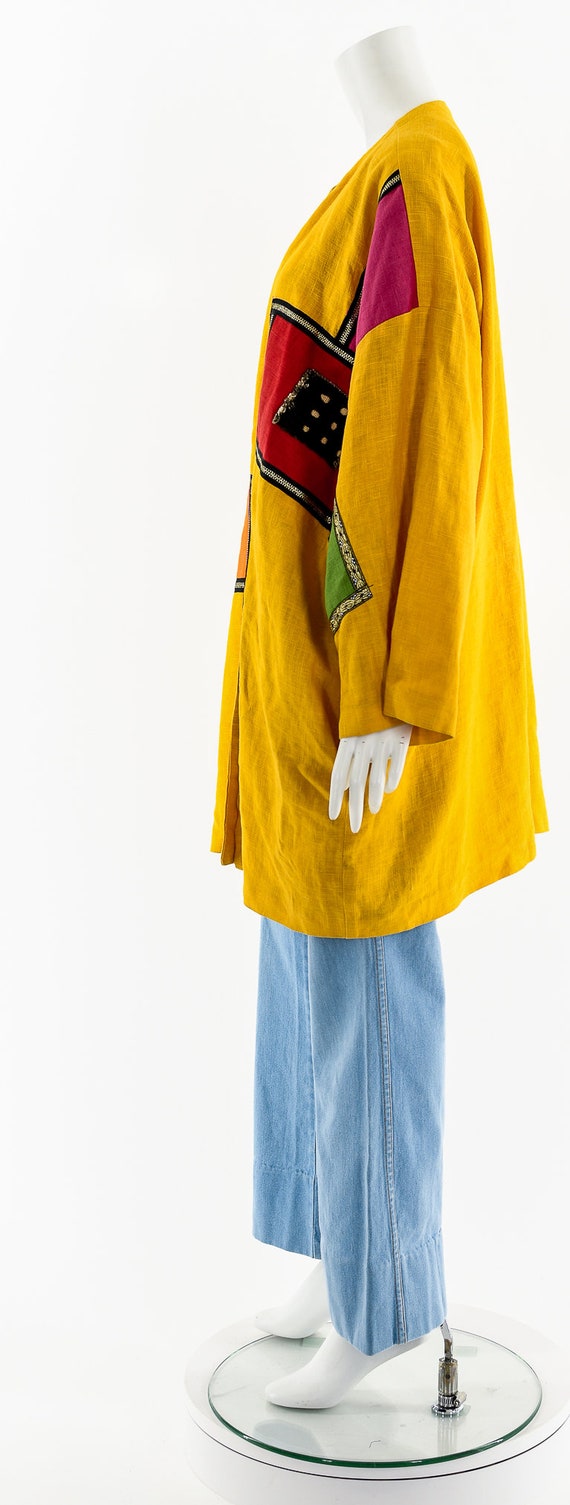 Wearable Art Patchwork Linen Jacket - image 9