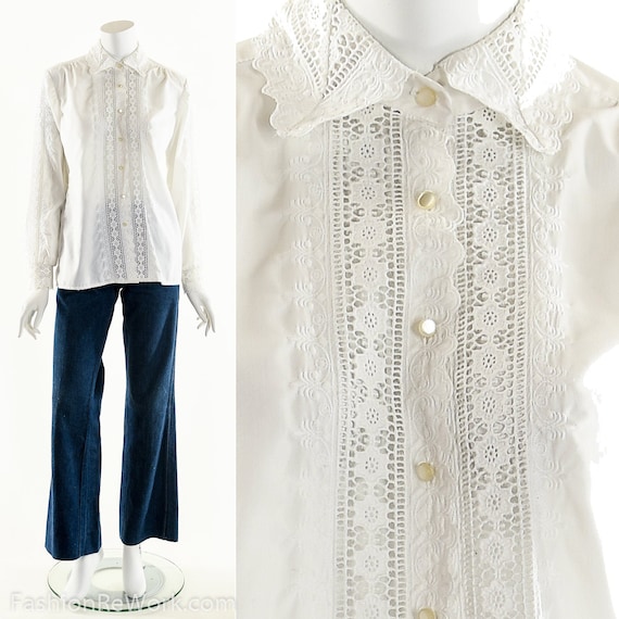 Boho White Blouse, Bohemian Lace Blouse, Whimsical