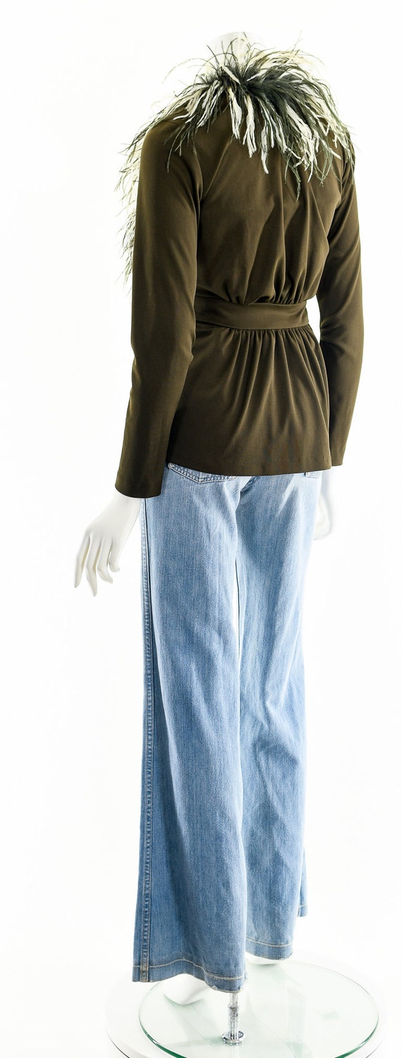 Ostrich Marabou Feather Jacket Dramatic Collar - image 8