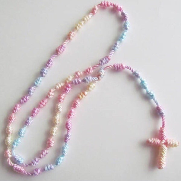 Knotted Rosary Necklace-Hand Dyed Rosary-PASTEL GOTH Necklace-Vapor Wave Necklace-ClubKid-Seapunk Tie Dye Rosary-Mother's Day Gift