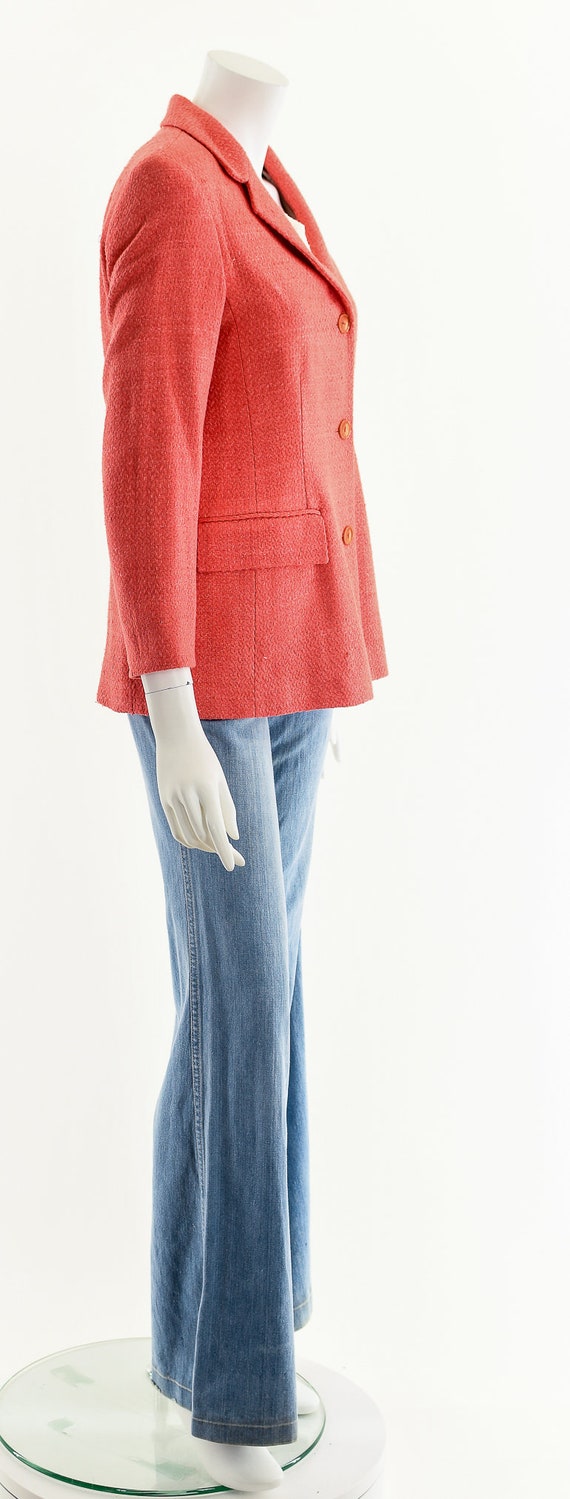 Tweed Boucle Blazer,Pink Coral Jacket,70s Knit Bo… - image 5