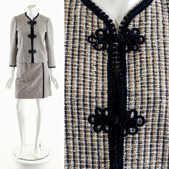 Gingham Matching Set,Tweed Gingham Dress Set,Vinta