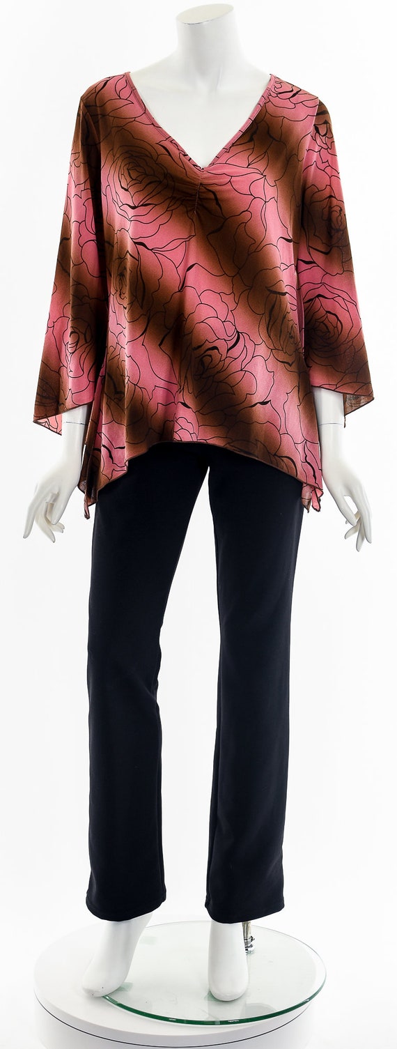 Y2K Dusty Rose Fluttery Stretchy Blouse - image 4
