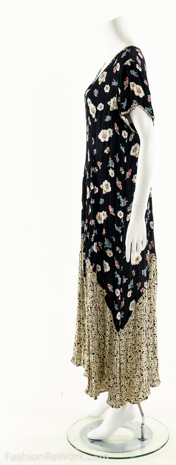 90s Rayon Gauze Dress, Floral Rayon Dress,90s Gru… - image 6