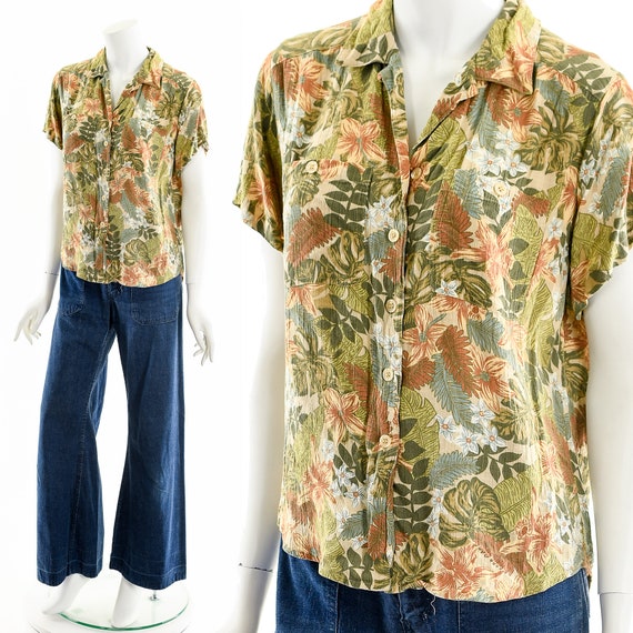 Muted Tropical Floral Blouse - image 2
