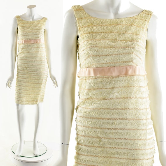 Lace White Dress,Vintage White Dress,60s Sleeveles