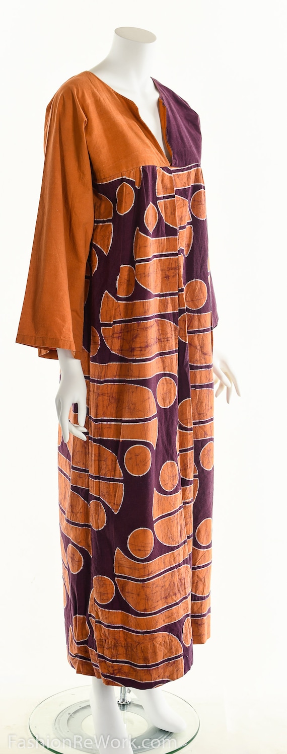 Abstract Color Block Maxi Dress, Abstract Batik L… - image 4