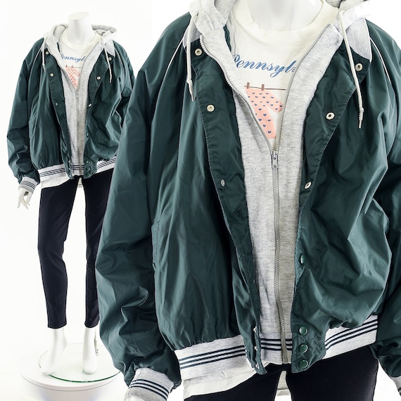 新着入荷の通販 Bomber Layered Jacket,vintage Bomber Hoodie,green Jacket Clothing