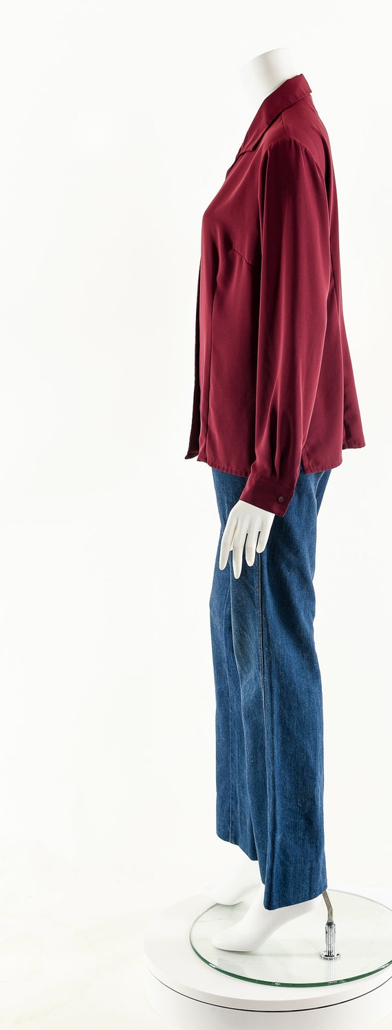 Burgundy Balloon Sleeve Blouse - image 9