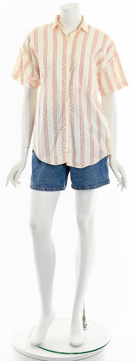 Tribal Zig Zag Open Back Button Down Top - image 4