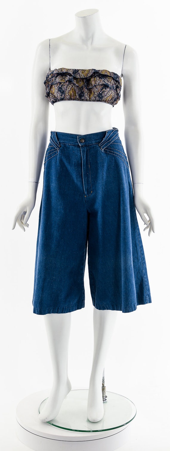 Denim Hippie Palazzo Pants Culottes 70s - image 4