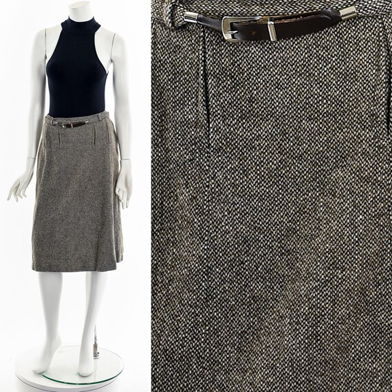 40's Brown + White Speckled Wool SKirt - image 3