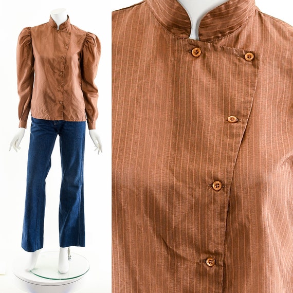 Asymmetric Copper Victorian Blouse, Victorian Ins… - image 1