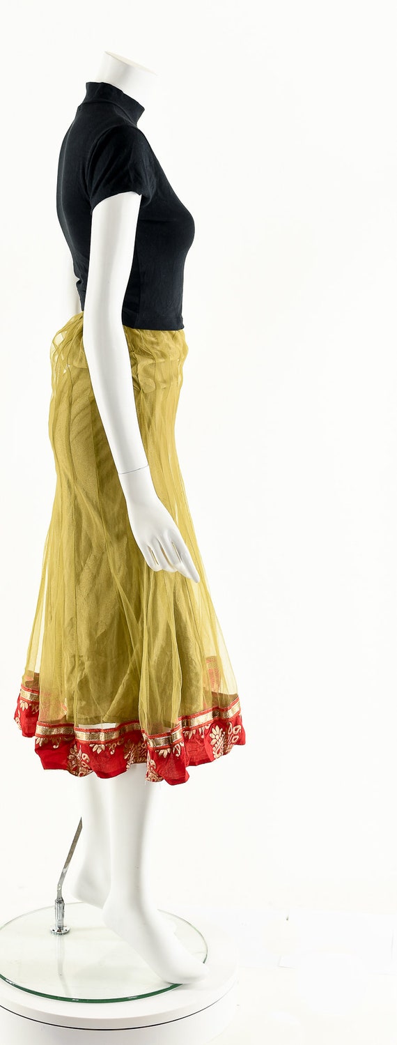 Bohemian Midi Skirt,Vintage Boho Skirt,Tulle Ethn… - image 5