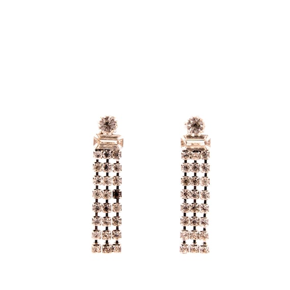 Retro Rhinestone Dangle Earrings - image 1