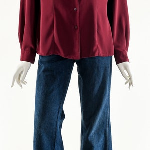 Burgundy Balloon Sleeve Blouse image 4