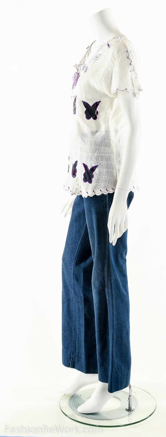 Butterfly Patchwork Boho Blouse - image 6