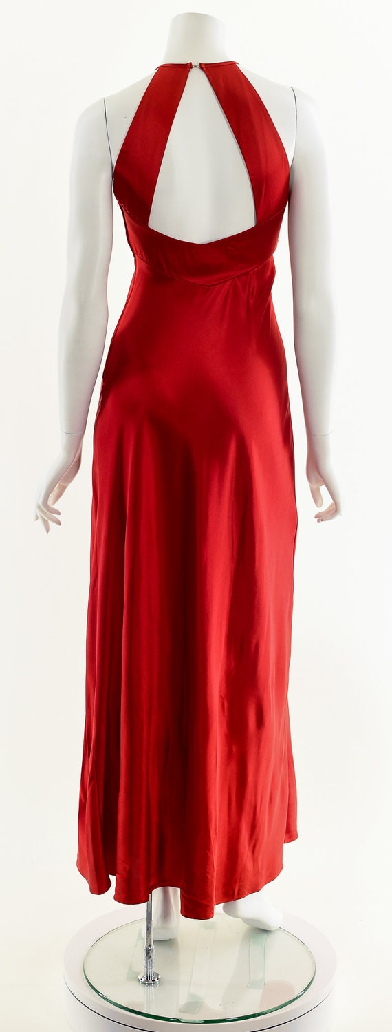 Red Halter Dress,Satin Maxi Dress,Racer Back Red Dres… Gem