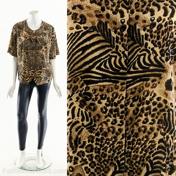 Animal Print Blouse,Vintage Leopard Shirt,Cheetah… - image 8