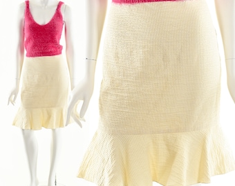 Gingham Peplum Skirt,Yellow Gingham Skirt,Pencil Skirt,Yellow Mermaid Skirt,High Waist tulip Skirt,90s Flirty Skirt,Tango Fiesta Skirt,