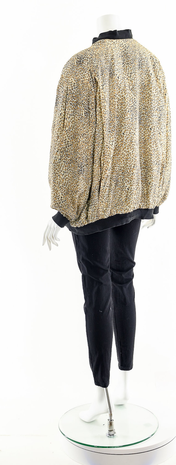 Leopard Cheetah Silk Bomber Jacket - image 8